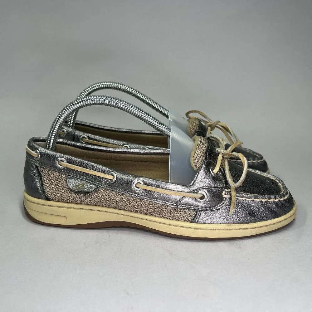 Sperry Women's Size 8.5 Top Sider Silver‎ Boat Shoes